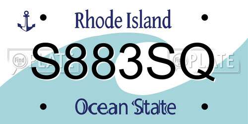 S883SQ Rhode Island License Plate