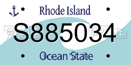 S885034 Rhode Island License Plate