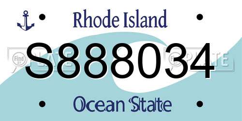 S888034 Rhode Island License Plate