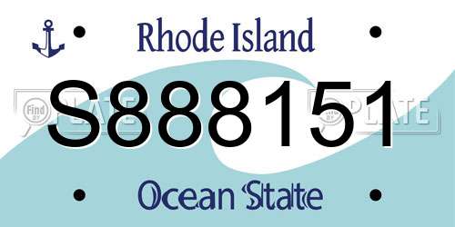 S888151 Rhode Island License Plate