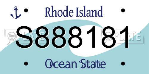 S888181 Rhode Island License Plate