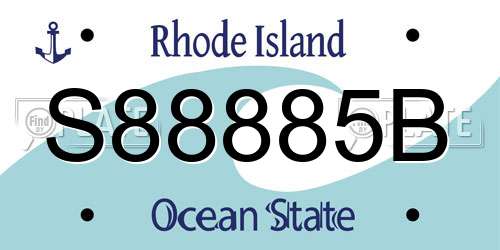 S88885B Rhode Island License Plate