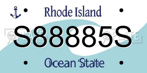 S88885S Rhode Island License Plate
