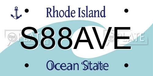 S88AVE Rhode Island License Plate