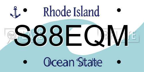 S88EQM Rhode Island License Plate