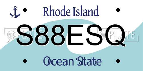 S88ESQ Rhode Island License Plate