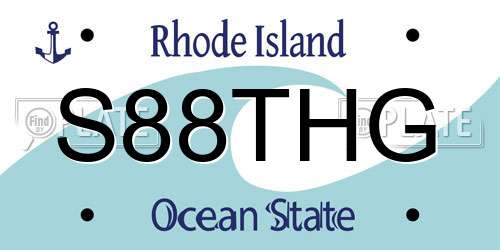 S88THG Rhode Island License Plate