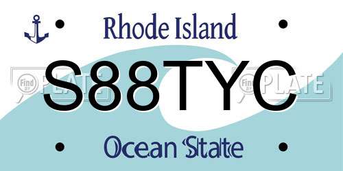 S88TYC Rhode Island License Plate