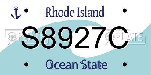 S8927C Rhode Island License Plate
