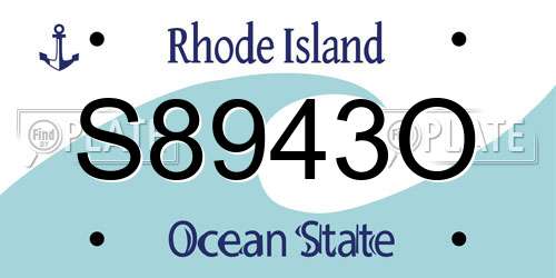 S8943O Rhode Island License Plate
