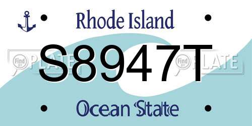 S8947T Rhode Island License Plate