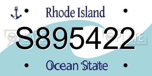 S895422 Rhode Island License Plate