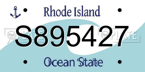 S895427 Rhode Island License Plate