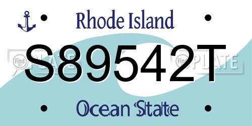 S89542T Rhode Island License Plate