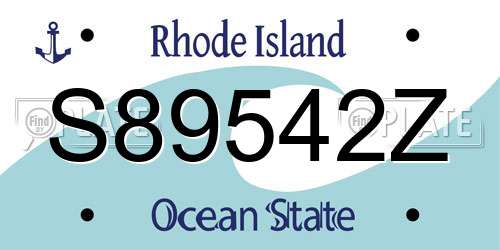 S89542Z Rhode Island License Plate