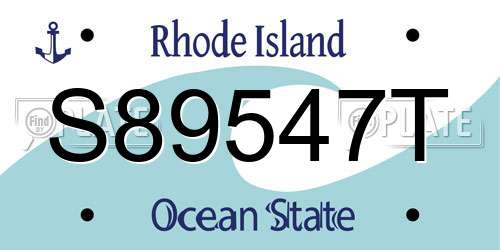 S89547T Rhode Island License Plate