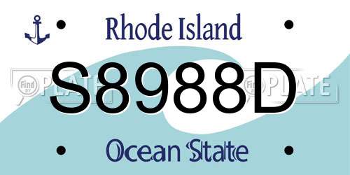 S8988D Rhode Island License Plate