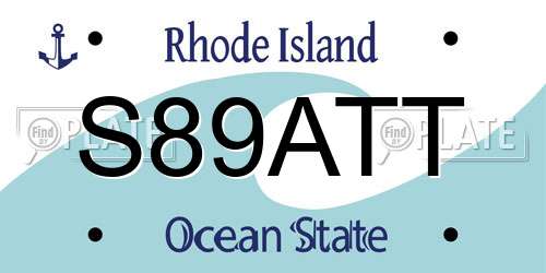 S89ATT Rhode Island License Plate
