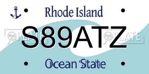 S89ATZ Rhode Island License Plate