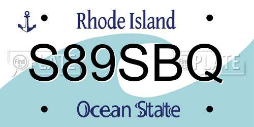 S89SBQ Rhode Island License Plate