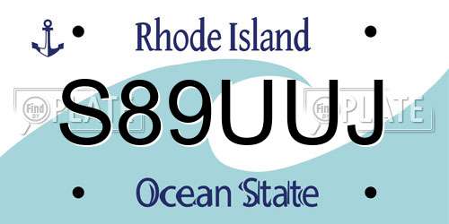 S89UUJ Rhode Island License Plate