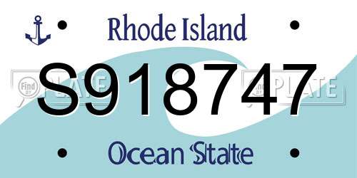 S918747 Rhode Island License Plate