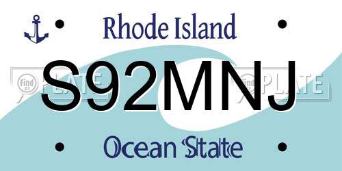 S92MNJ Rhode Island License Plate