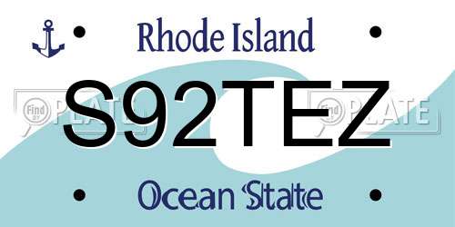 S92TEZ Rhode Island License Plate
