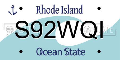 S92WQI Rhode Island License Plate