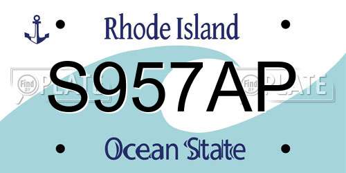 S957AP Rhode Island License Plate