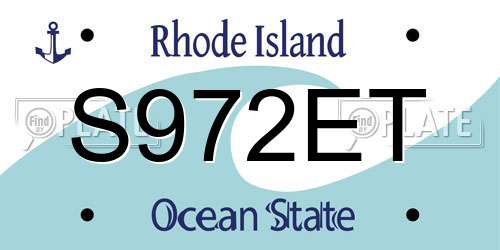 S972ET Rhode Island License Plate