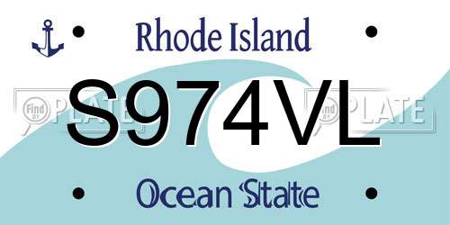 S974VL Rhode Island License Plate