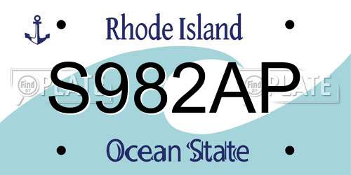 S982AP Rhode Island License Plate