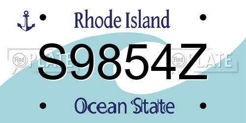 S9854Z Rhode Island License Plate
