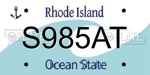 S985AT Rhode Island License Plate