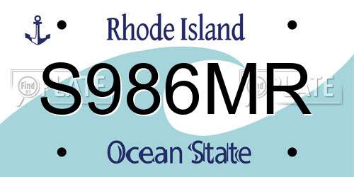 S986MR Rhode Island License Plate