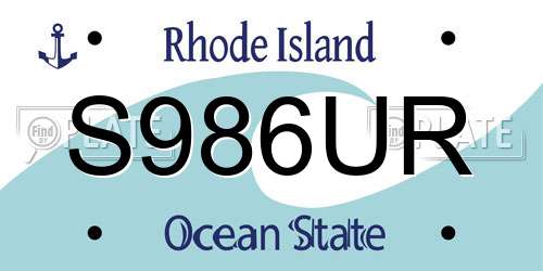 S986UR Rhode Island License Plate