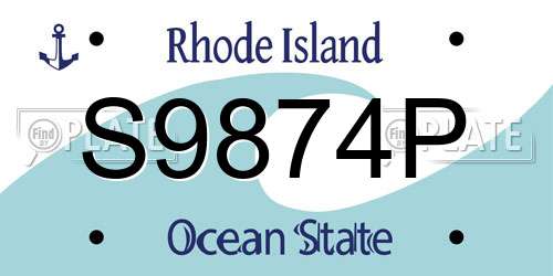 S9874P Rhode Island License Plate