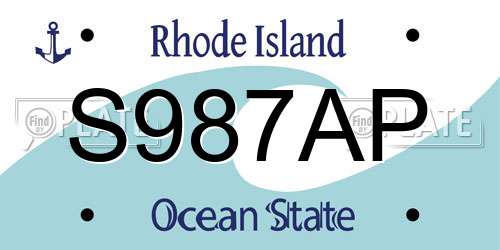 S987AP Rhode Island License Plate