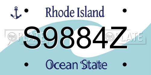 S9884Z Rhode Island License Plate