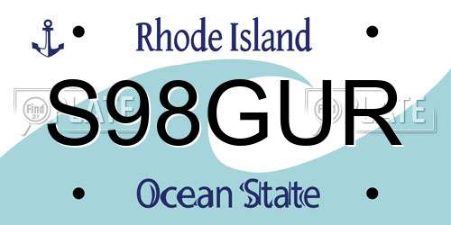 S98GUR Rhode Island License Plate