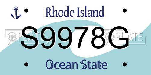 S9978G Rhode Island License Plate