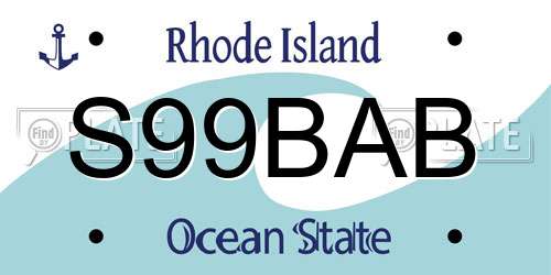 S99BAB Rhode Island License Plate
