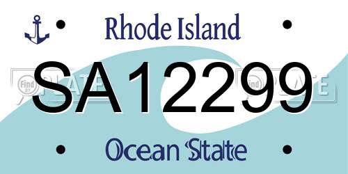 SA12299 Rhode Island License Plate