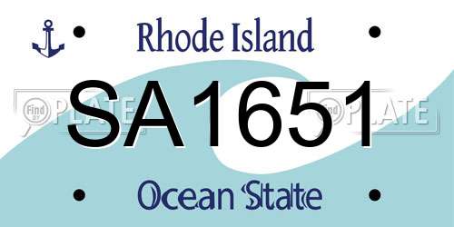 SA1651 Rhode Island License Plate