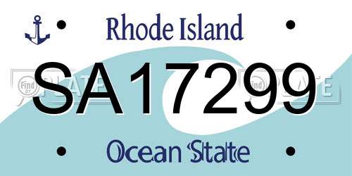 SA17299 Rhode Island License Plate