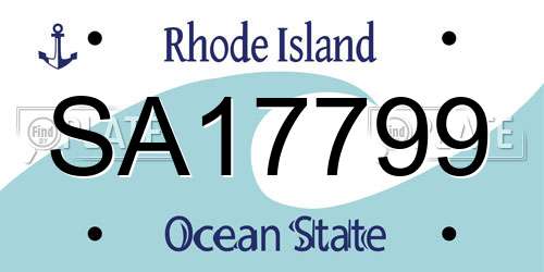 SA17799 Rhode Island License Plate