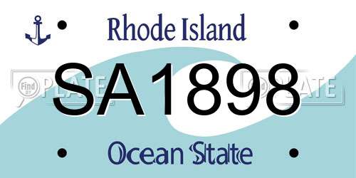 SA1898 Rhode Island License Plate