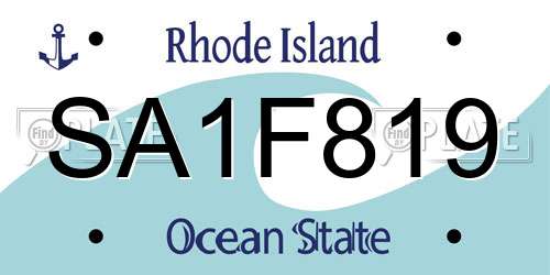 SA1F819 Rhode Island License Plate