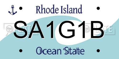 SA1G1B Rhode Island License Plate